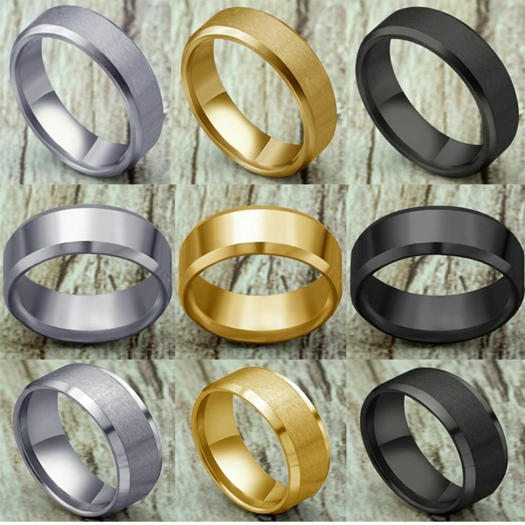 8MM Stainless Steel Ring Band Titanium Black Men’s SZ 6 to 12 Wedding Rings Man