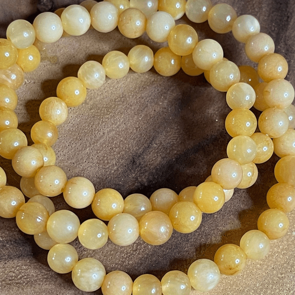 Honey Calcite yellow 6mm stretch bracelet beaded one bracelet 6.75” stretch crys