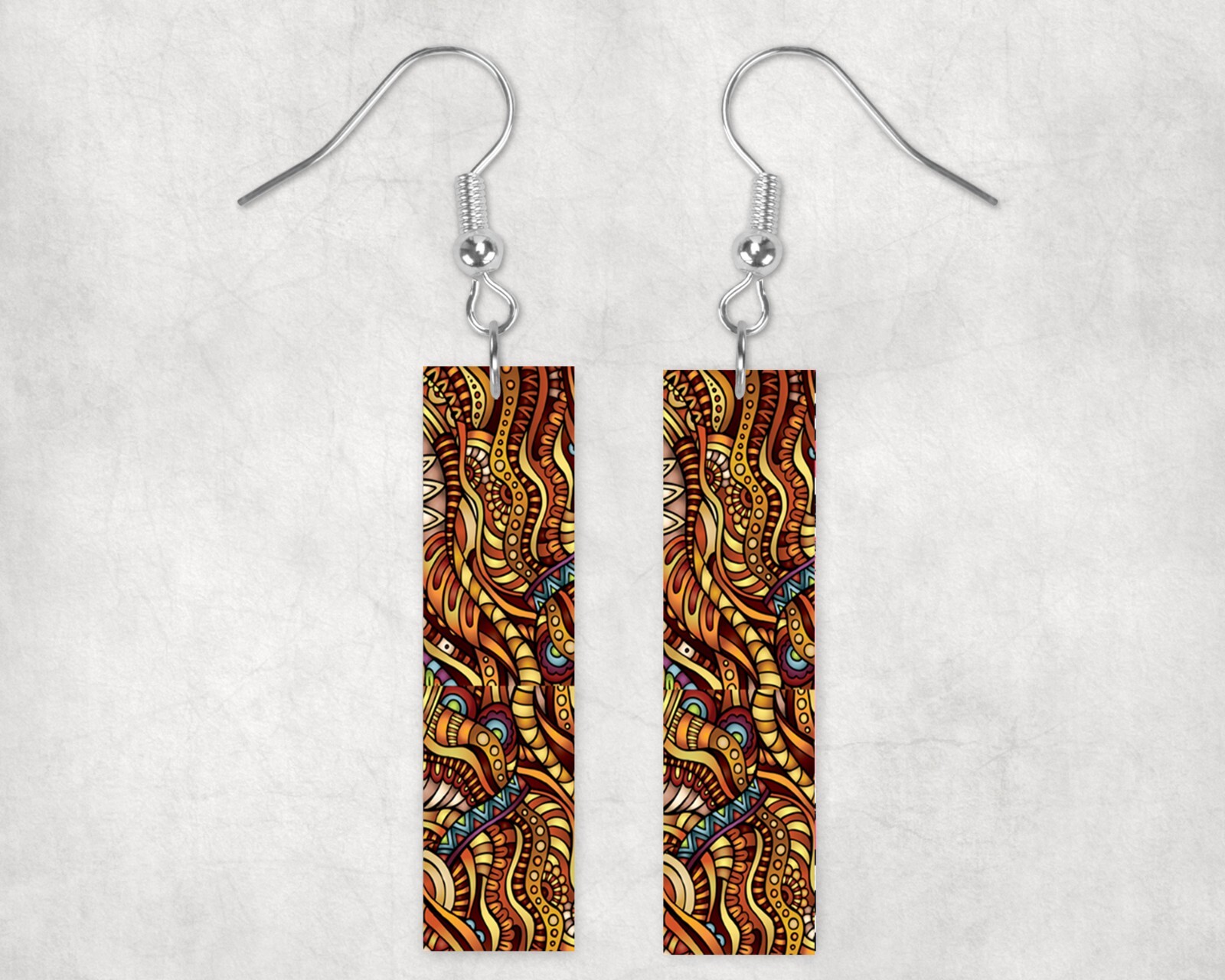 Earrings Earth Waves Wood Bar Printed Earrings Jewelry