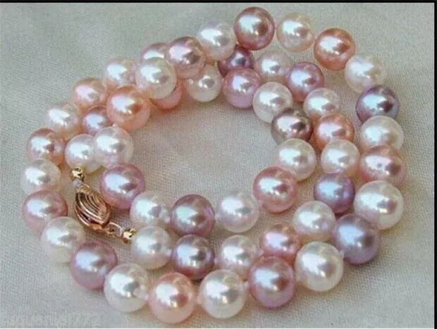 16″ 18″ 20″ AAA++ 8-7mm Elegant White Purple Pink South Sea Pearl Necklace 14k