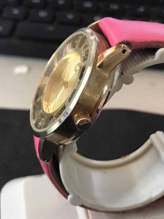 Fashion 37mm Transparent Dial Quartz Analog Women’s Watch New Battery (#1451)
