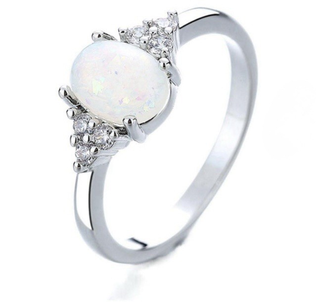 DEAL! Dazzling White Fire Opal CZ Ring Size 9.5 & Earrings Set