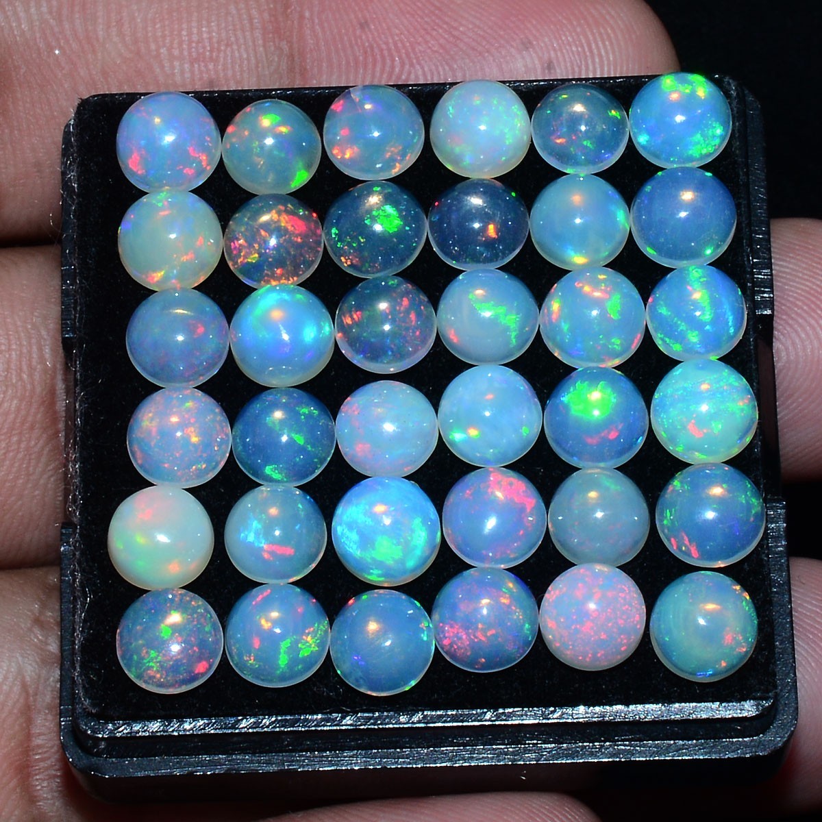 15 Pcs Natural Opal Ethiopian 7mm Hi-Grade Round Flashy Colors Loose Gemstones