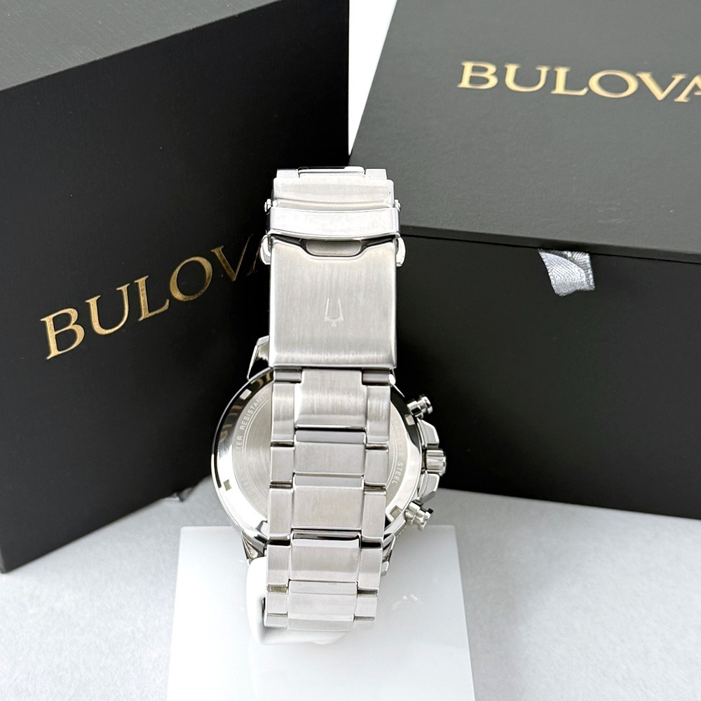 Men’s Bulova 96B272 Marine Star Series C Quartz Stainless Black Dial Watch 45mm