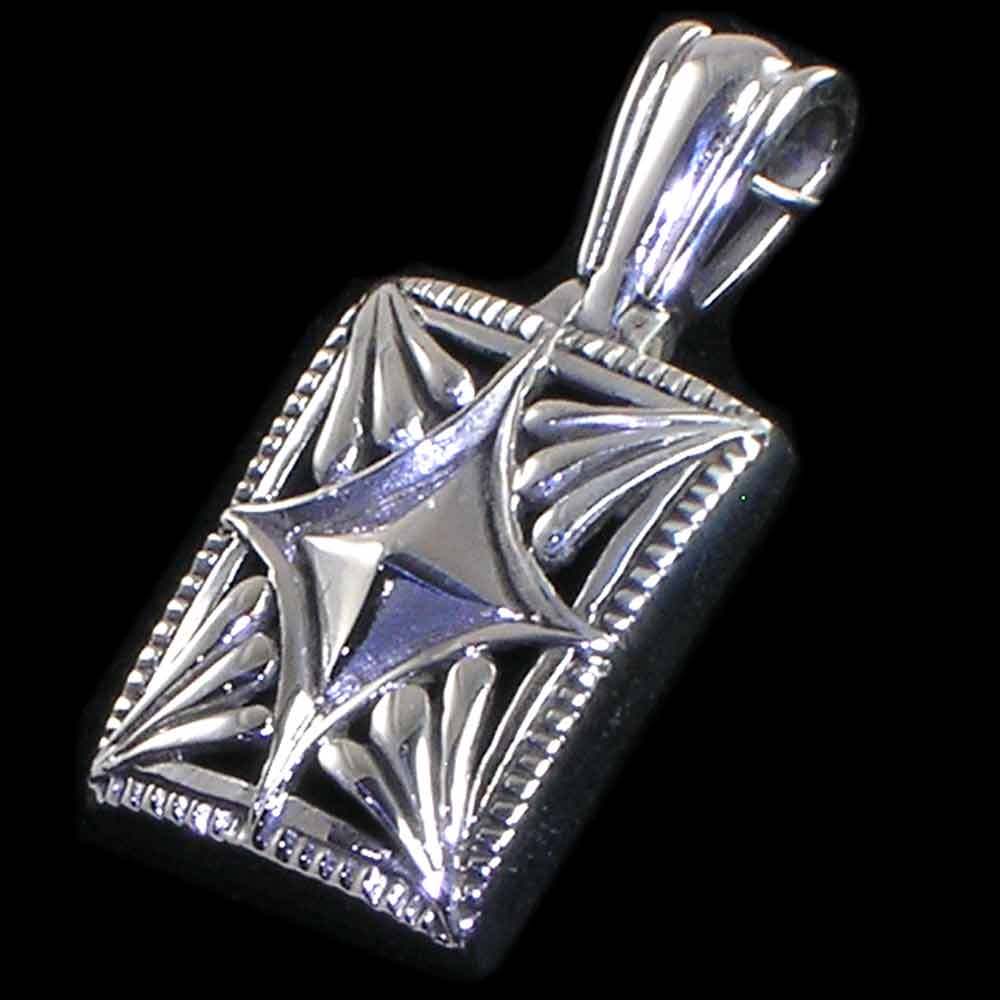 HIGH POLISHED DIAMOND SHAPE PATTERN PENDANT __925 STERLING SILVER