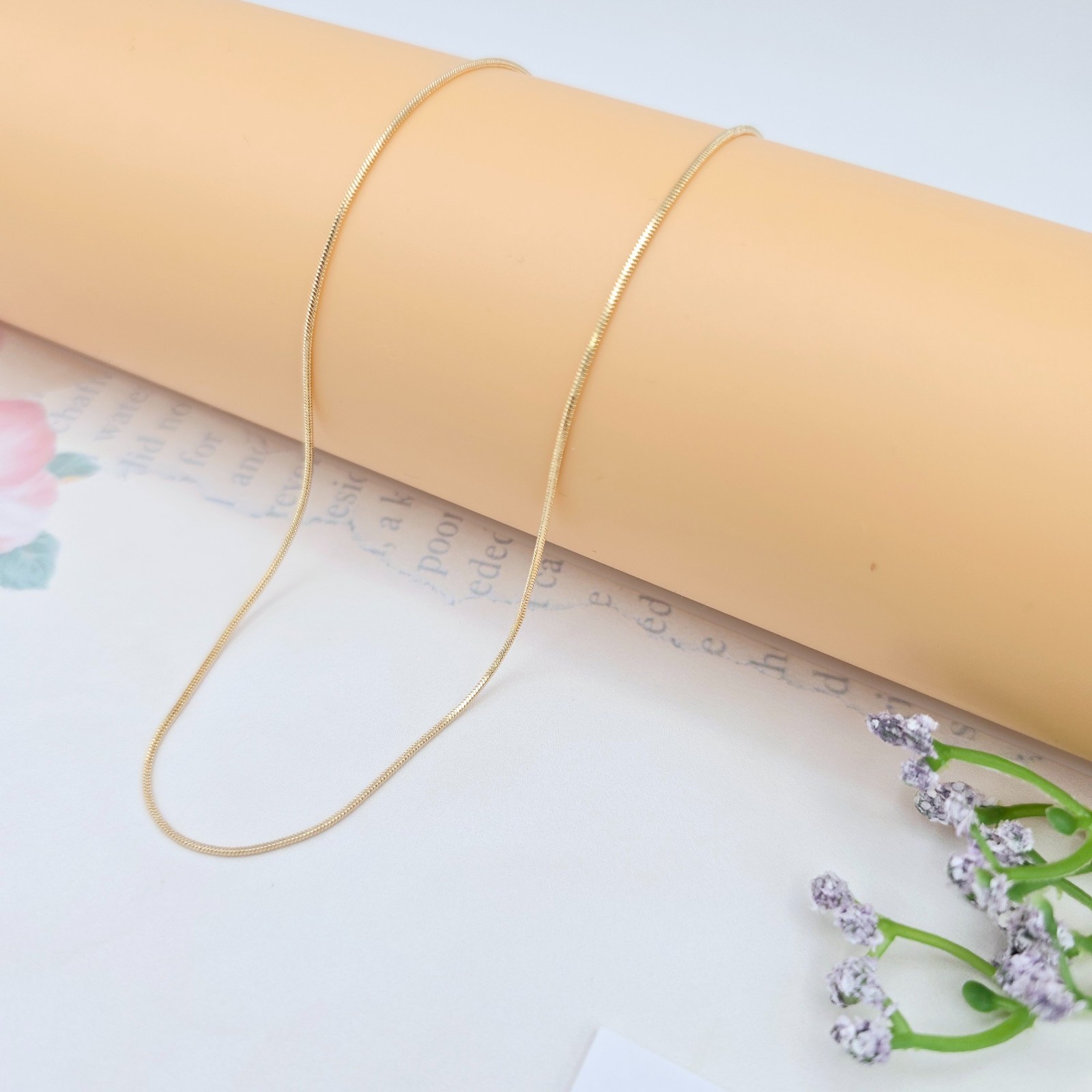 Flat Snake Chain Necklace for Women – 45cm , XPNL0047 Minimalist Rose Gold
