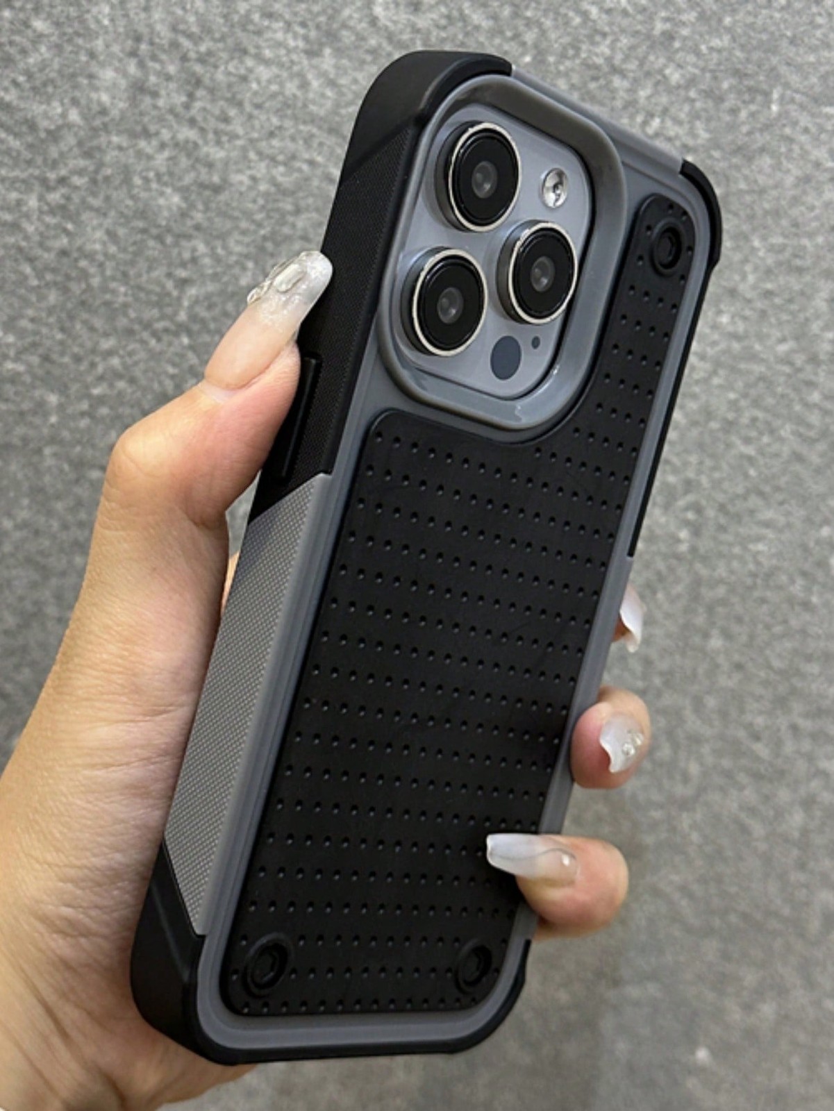 Gray Black Military-Grade Shockproof Case For iPhone 11 To 17 Pro Max