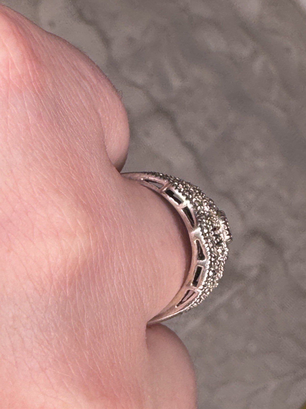 Vtg Sterling Silver Filigree Ring With Ruby & CZ Accents Size 7.75