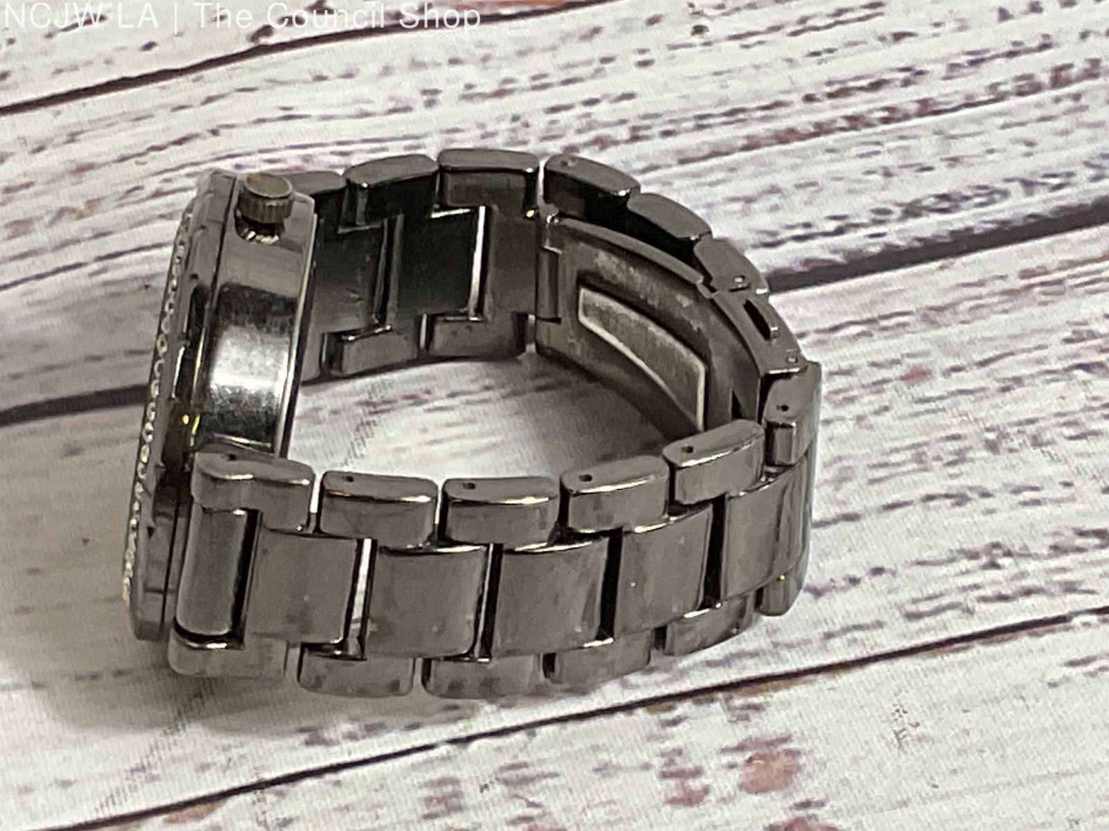 GENEVA MN Collection MN MN8052 Women’s Black & Rhinestone Watch- 6″