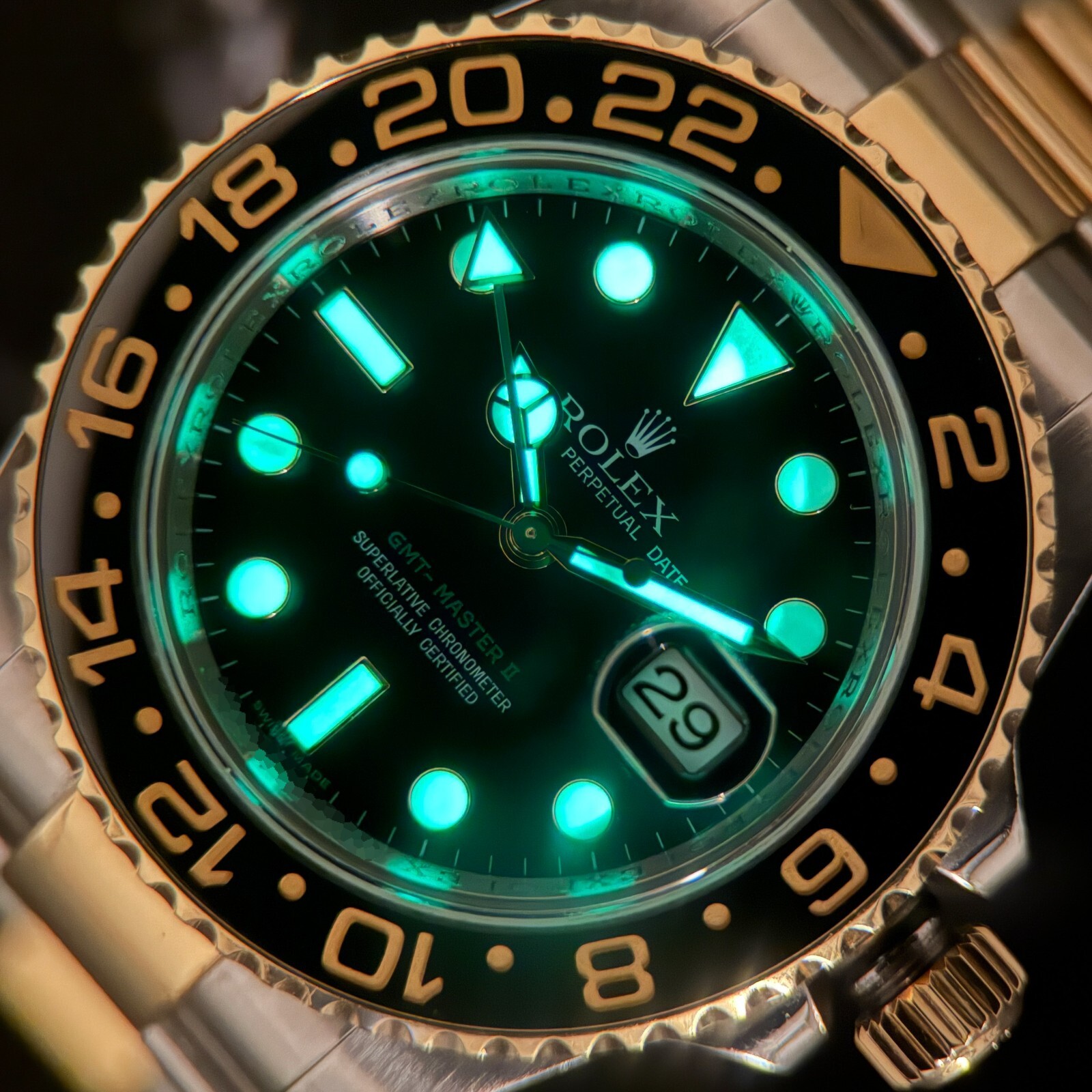 Rolex GMT-Master II 116713 40mm Ceramic Bezel Black 2-Tone 18k YG & Steel