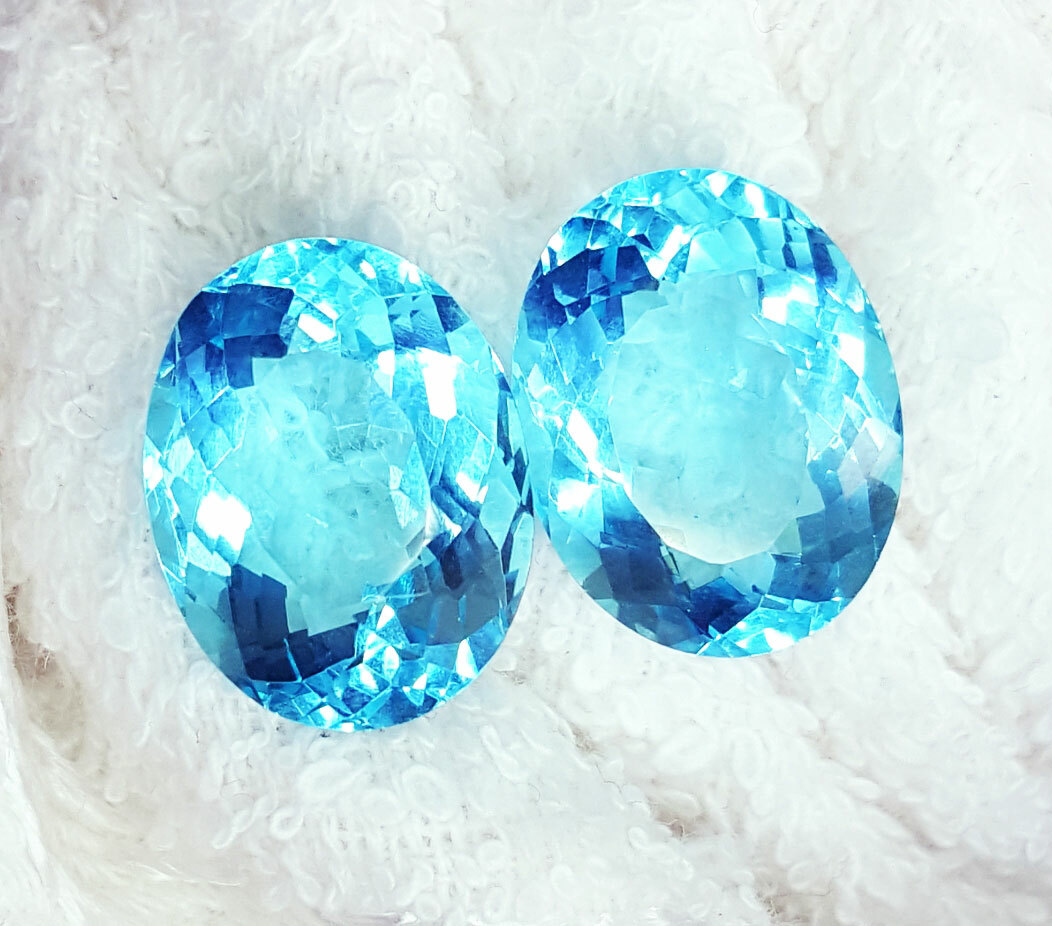 10 to 12 Ct Loose Gemstone Aquamarine Pair Certified Oval Cut AA+ Aquamarine Gem