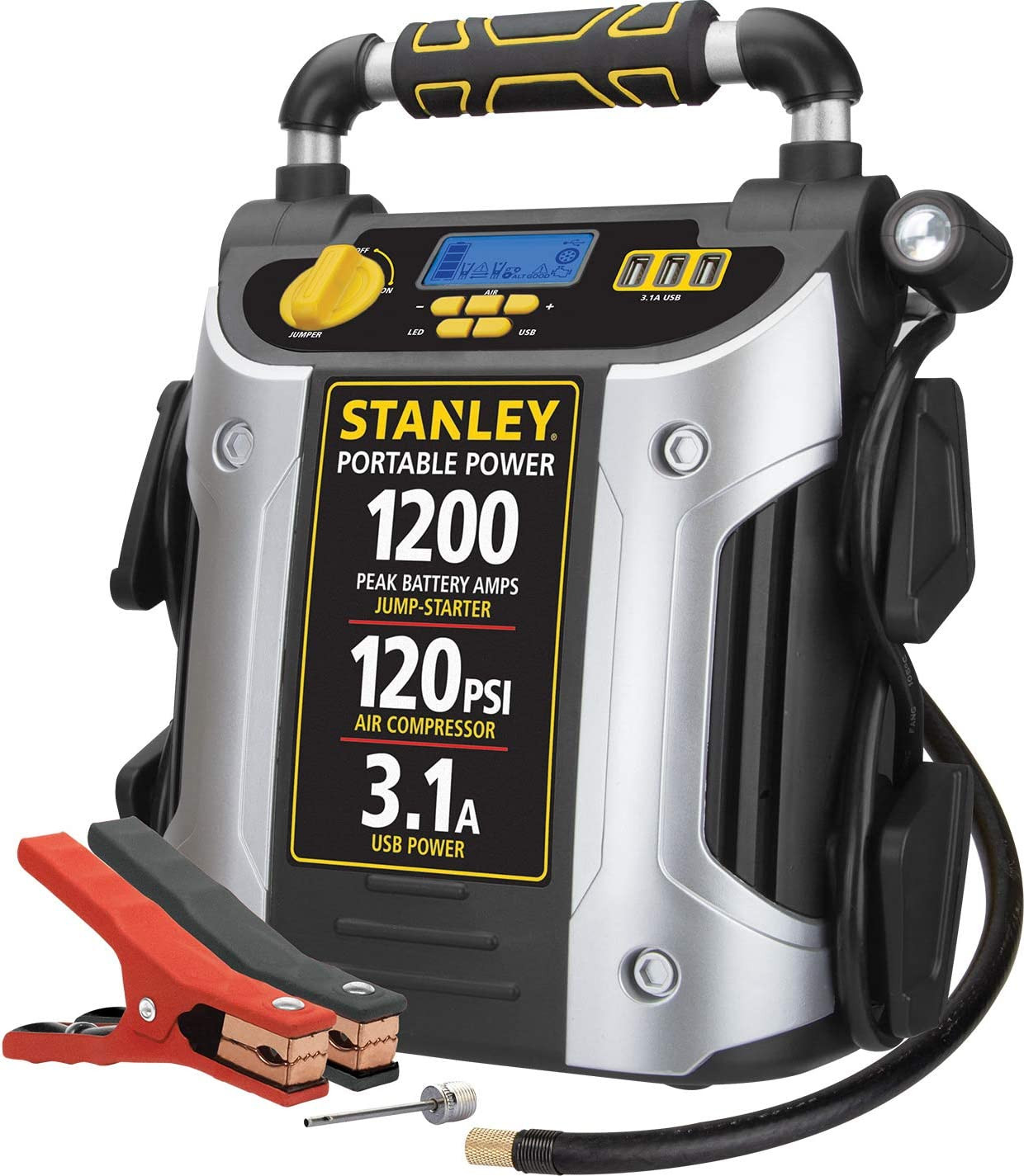 Automotive Jump Starter Portable Power 2.1A/10W USB Port, 120 PSI Air Compressor