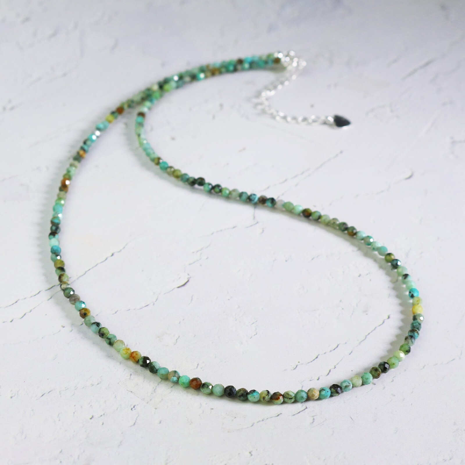 3mm Turquoise Choker Delicate Beads Necklace Turquoise Crystal Dainty Choker