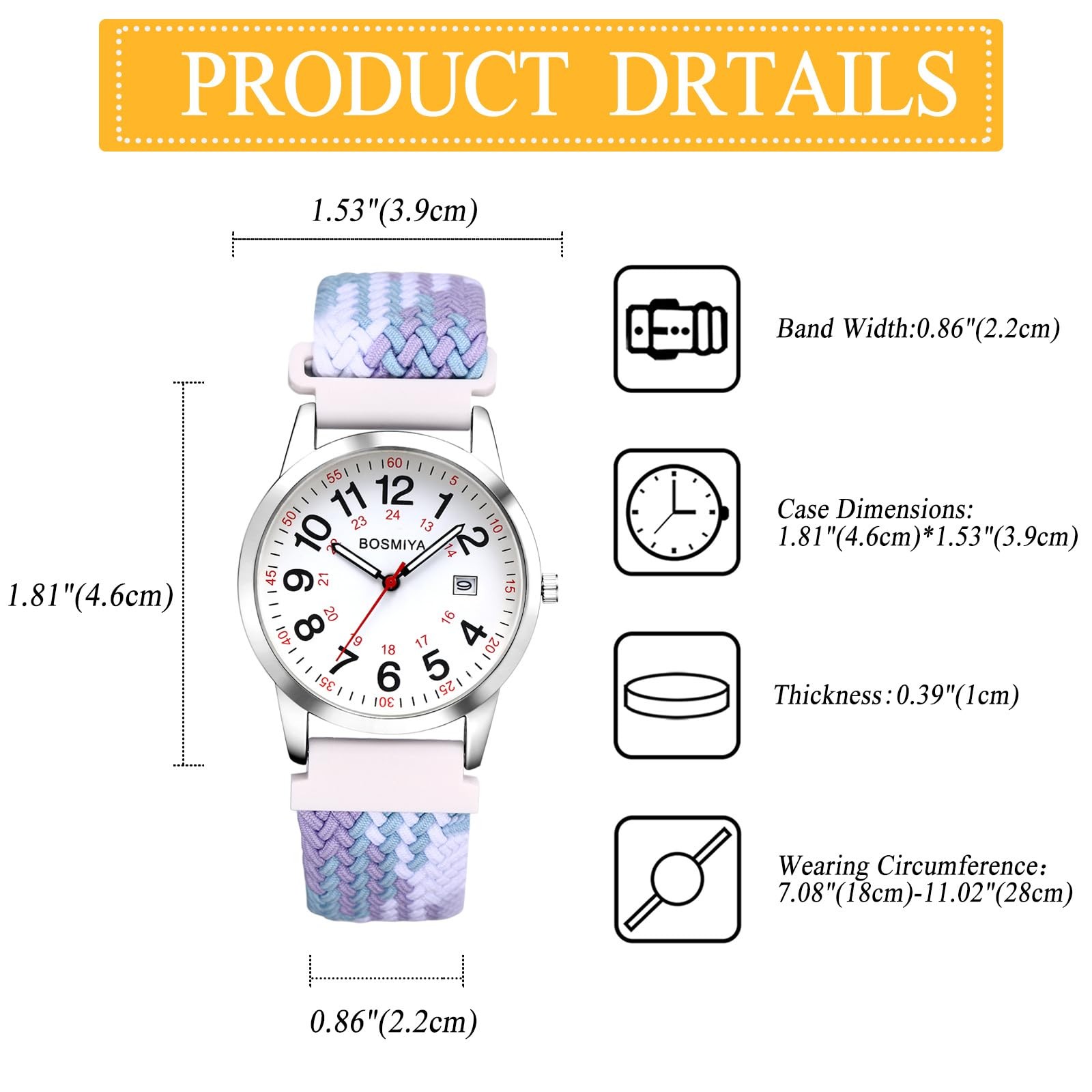 Lancardo Braided Elastic Strap Watch Analog Quartz 24Hour Adjustable White Pu…