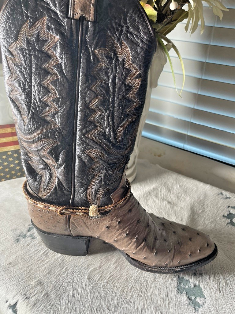 Western Boot Jewelry 15.5 x 3/8 in Horsehair Cowboy Adjustable Black Brown Cream