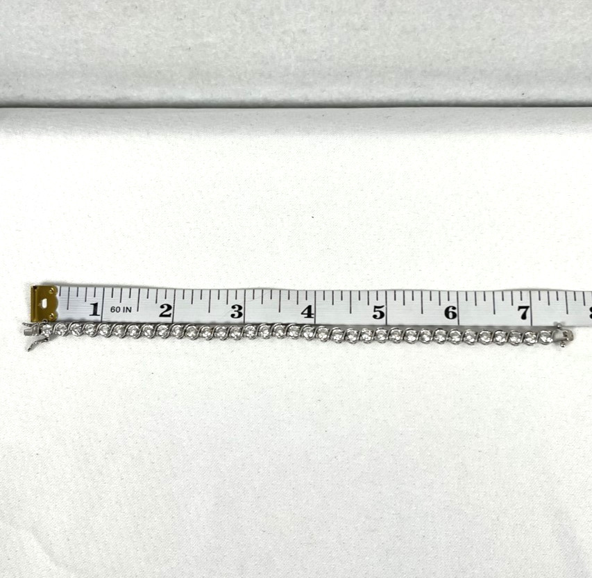 Fuzion Creations Signed FC 925 Sterling Silver Bezel Set CZ Tennis Bracelet 7.5″