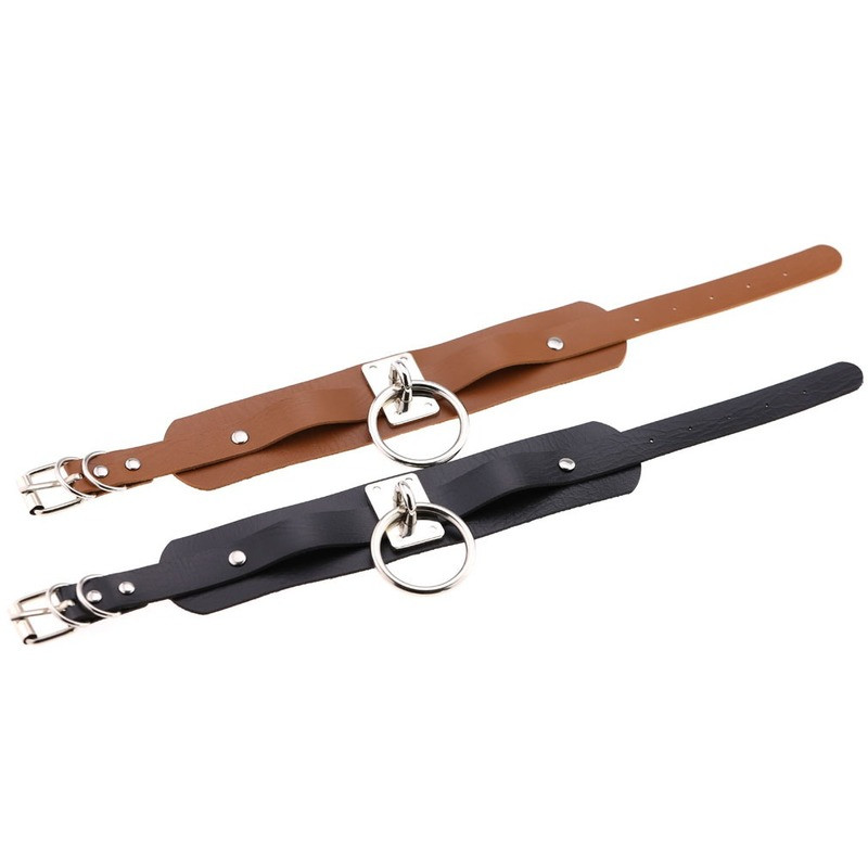 Gothic Leather Double-layer Necklace Punk Wide Collar Cosplay Accessories