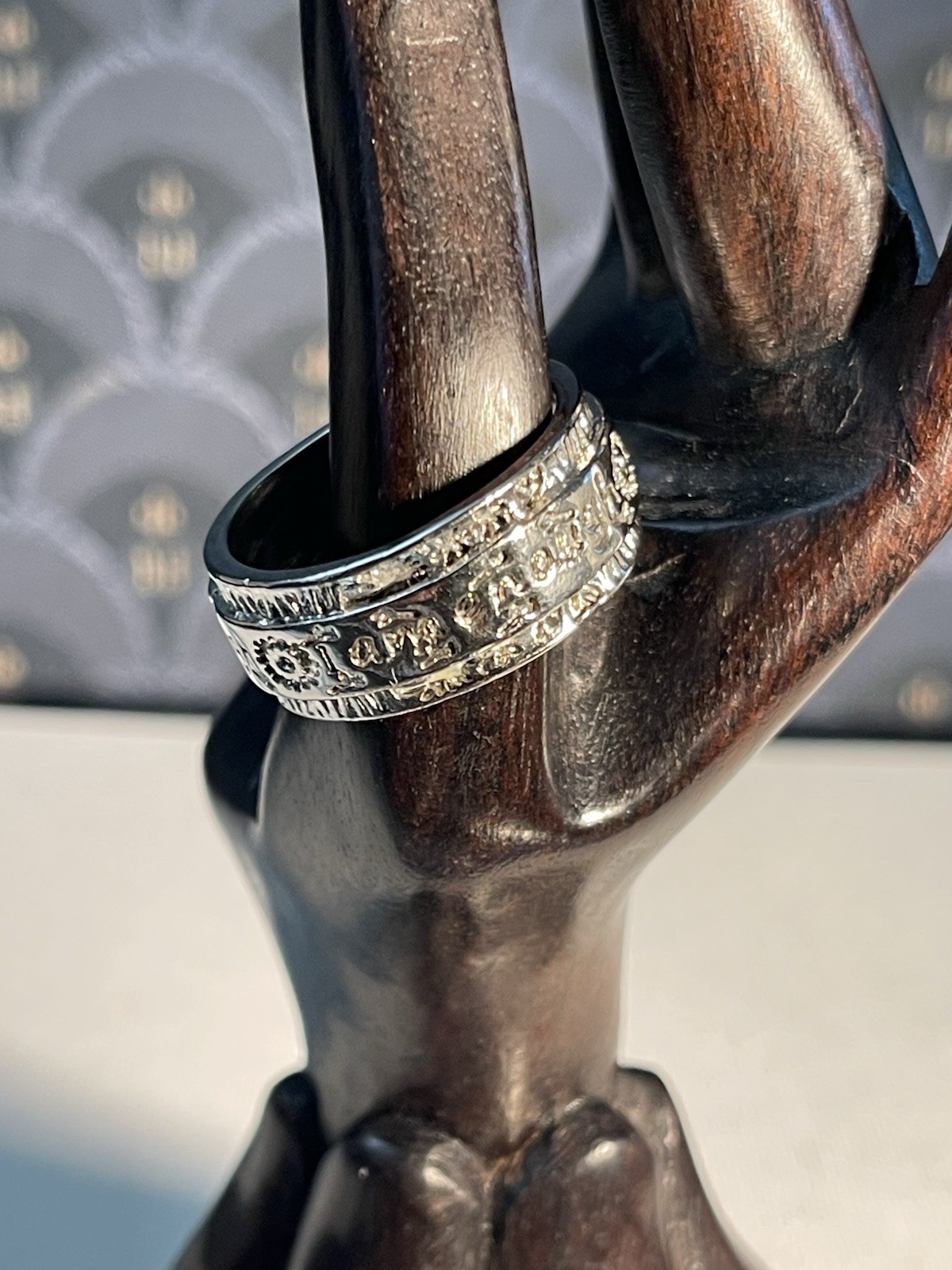 Vintage Sterling Ring Engraved I Am Enough/Spinner/Fidget size 11 / great gift!