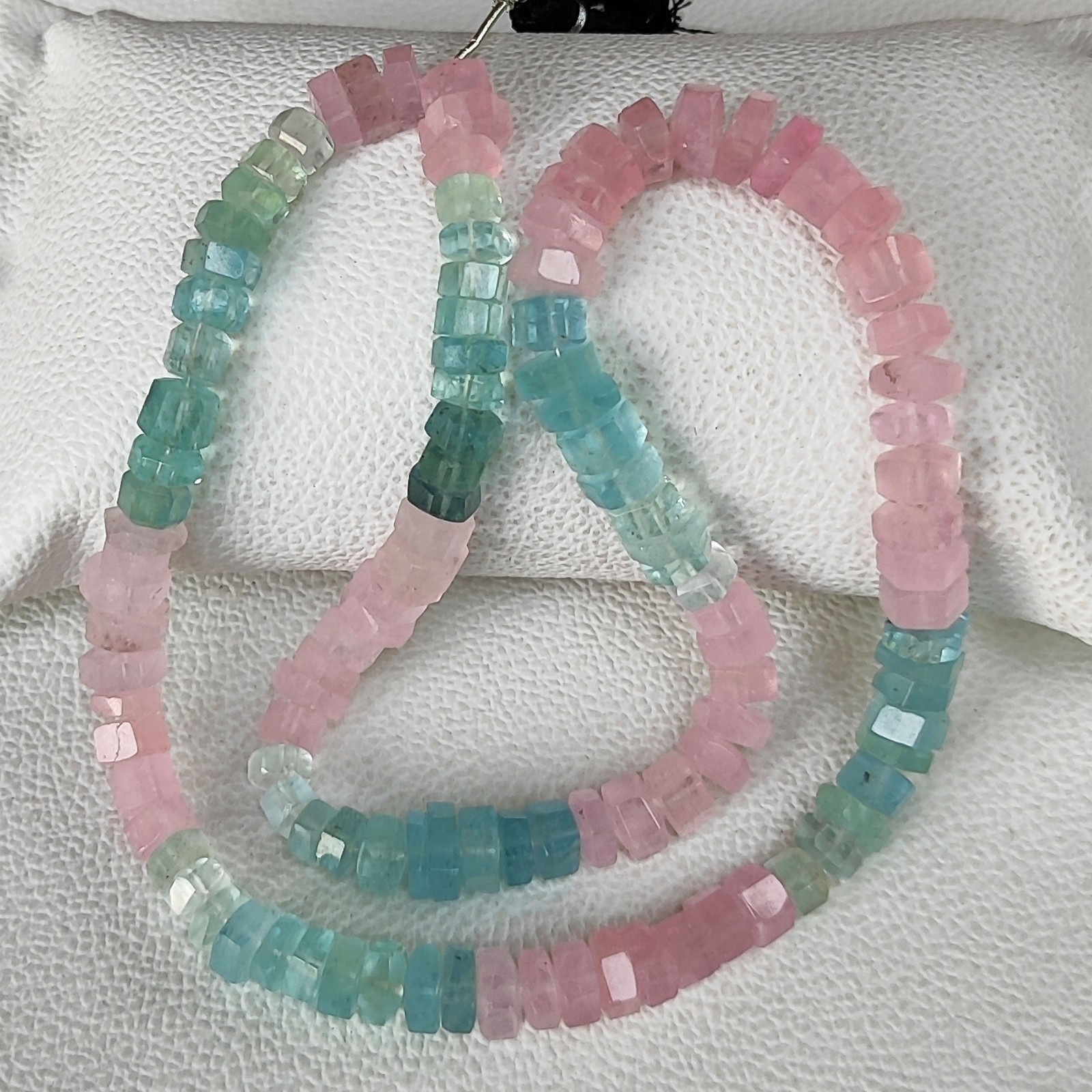 Multi Beryl Morganite Aquamarine Faceted Bolt Beads 8-9mm 17″ Strand Brazil Gems