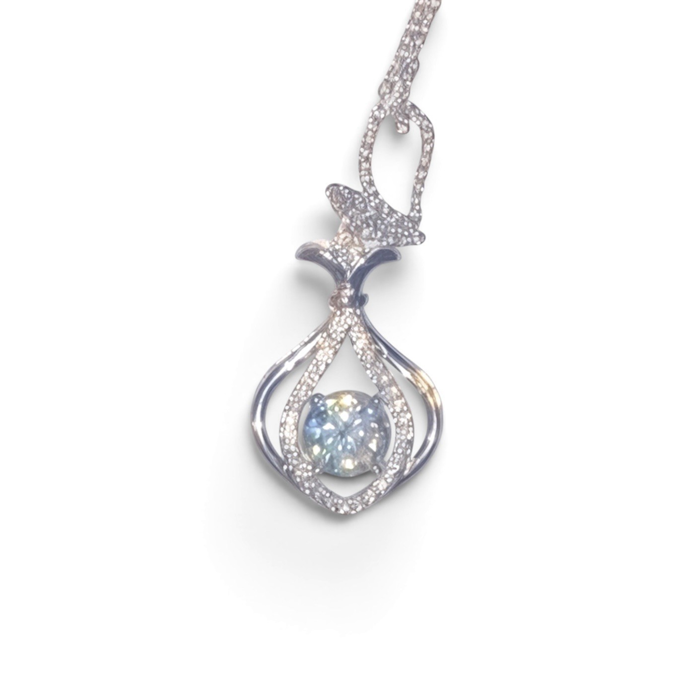 2.50CT Celestial Teardrop Moissanite Round Cut Lab-Grown Diamond Pendant