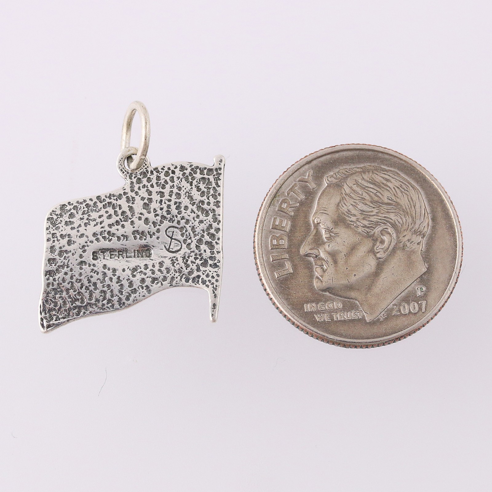 American Flag Charm / Pendant – Sterling Silver USA Patriotic Jewelry 925