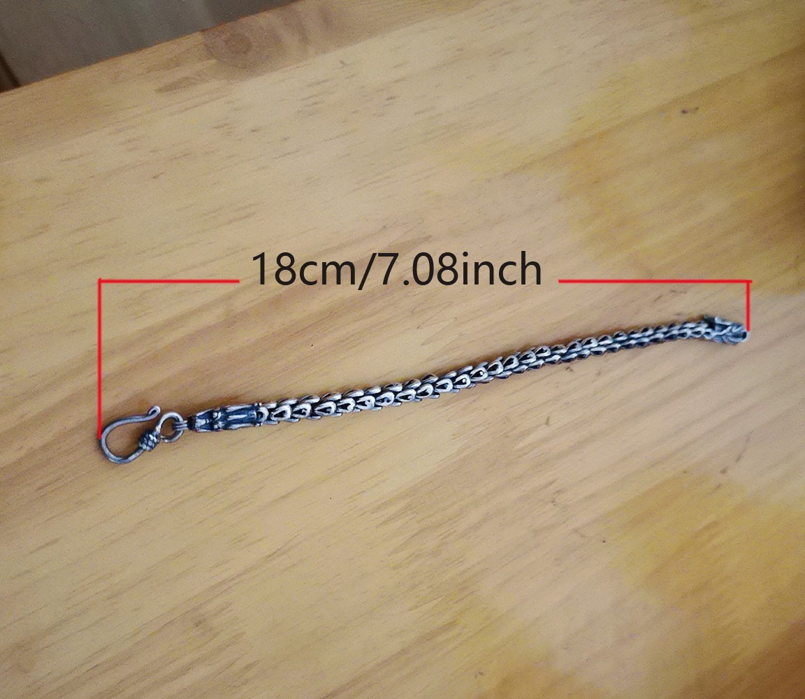 925 STERLING SILVER dragon bracelet chain RETRO 18cm (7.08inch) 4.5mm Z14