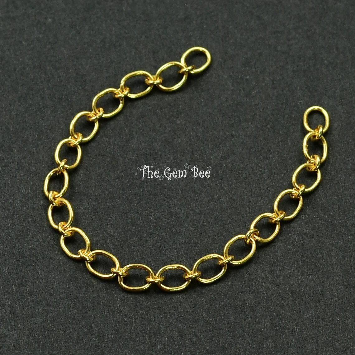 3mmx4mm 18k Solid Yellow Gold Fancy Oval Cable Chain Extender 3 INCH Length