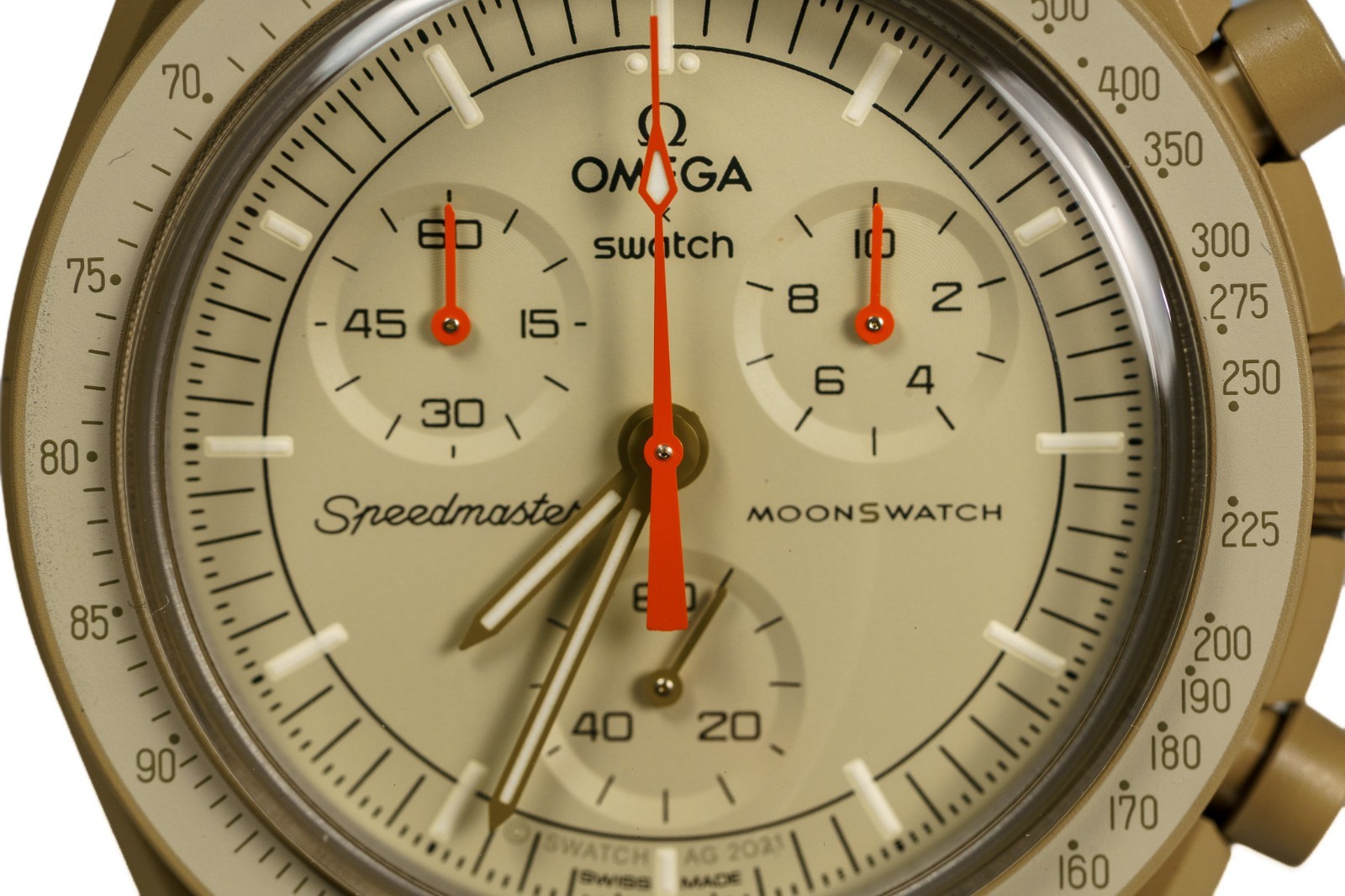 OMEGA x Swatch Mission to Jupiter MoonSwatch Beige Unisex Adults Watch -SO33C100