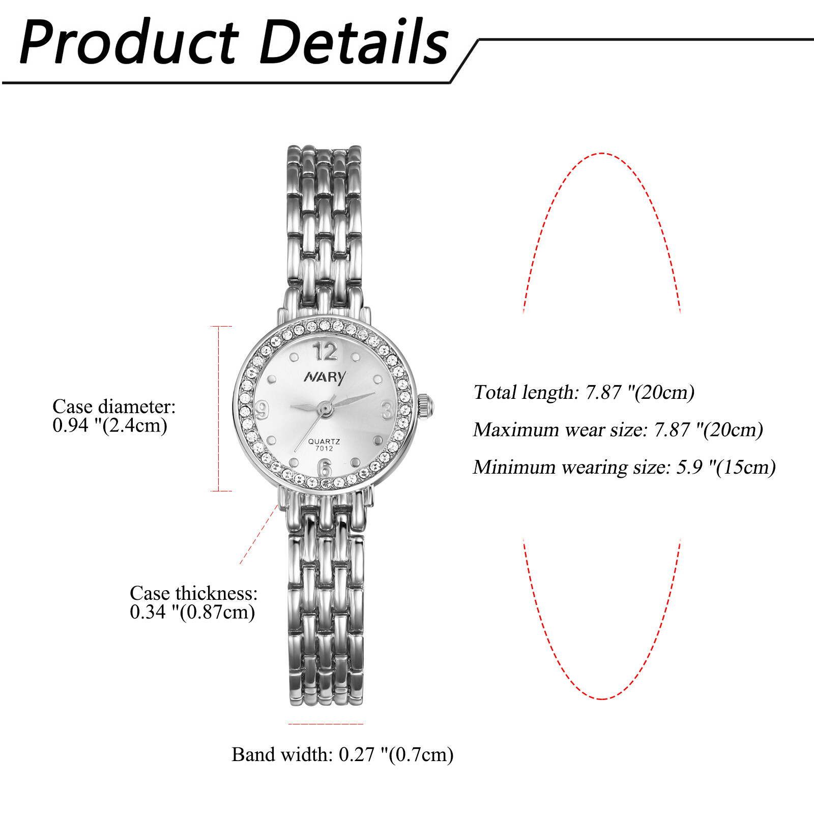 Women Ladies Quartz Watch Stainless Steel Bling Rhinestone Waterproof Wristwatch
