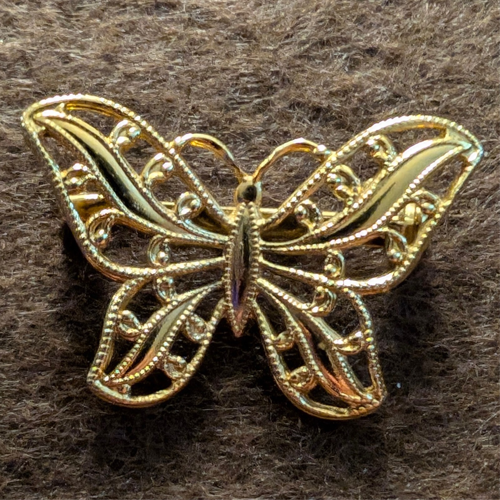 Vintage Gold Tone Signed Napier Filigree Butterfly Pin Brooch
