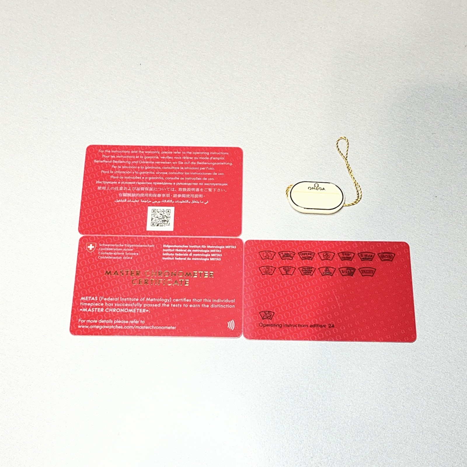 OMEGA Ω Moonwatch International Warranty & Other Cards With Hang Tag Set