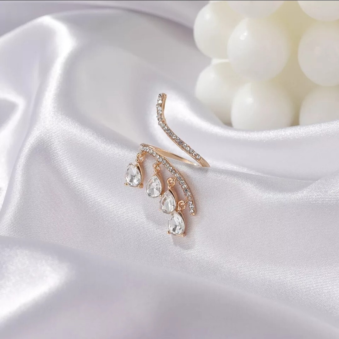 Zircon Ring for Womens Water Drop Pendant Fashion Jewelry 44-6