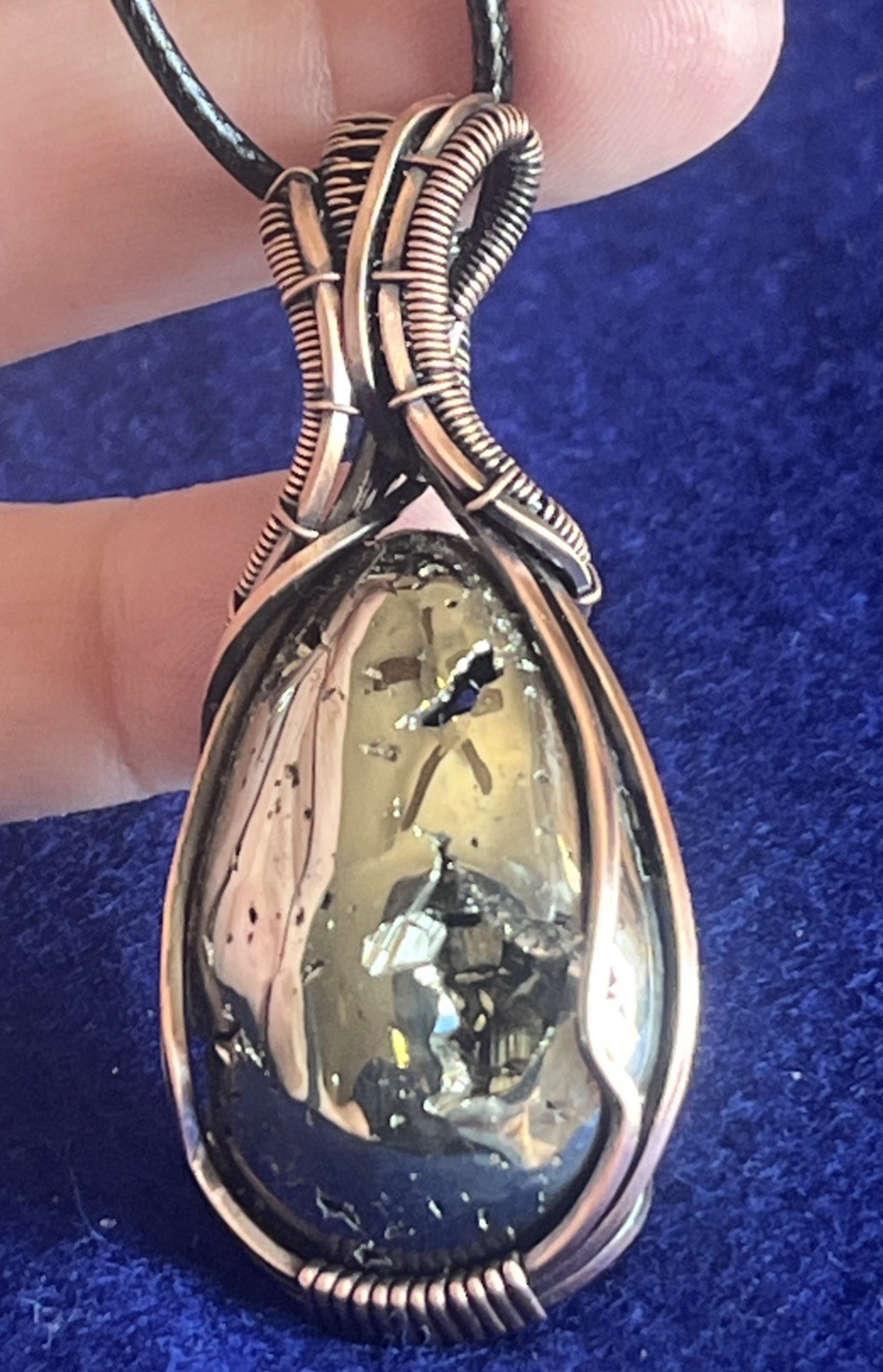 Pyrite (fool’s Gold) ~ Handmade copper wire wrapped pendant 4c