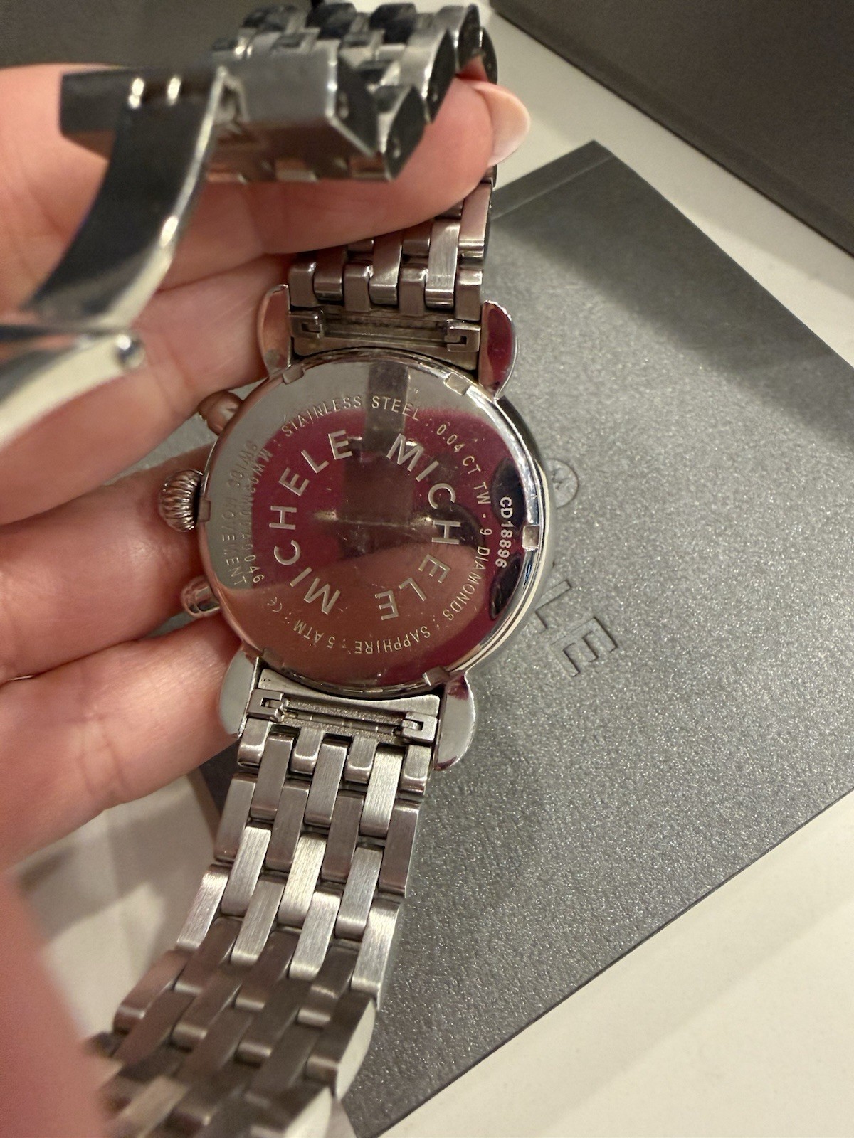 MICHELE CSX Diamond Chronograph Quartz Watch Diamond Markers MOP Dial Box