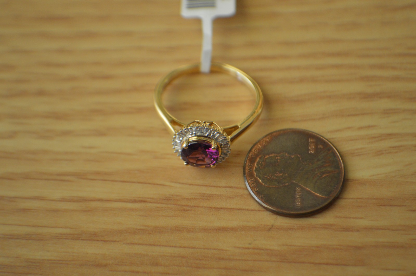 1.63ct Premium Ember Garnet / Diamond Ring 10K Yellow Gold Size 8 AGI Certified