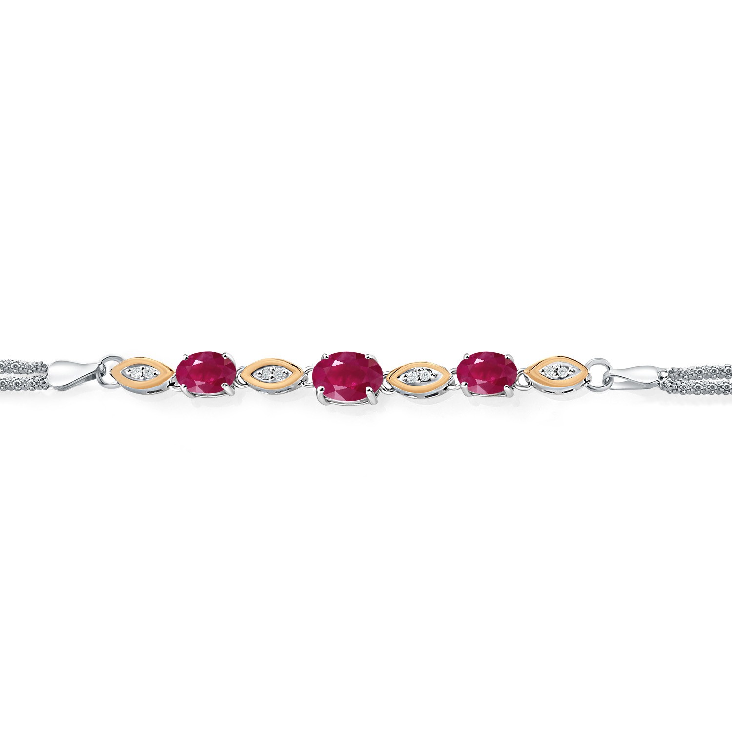 2.26 Cttw Ruby and White Lab Grown Diamond Bracelet For Women | 925 Silver and