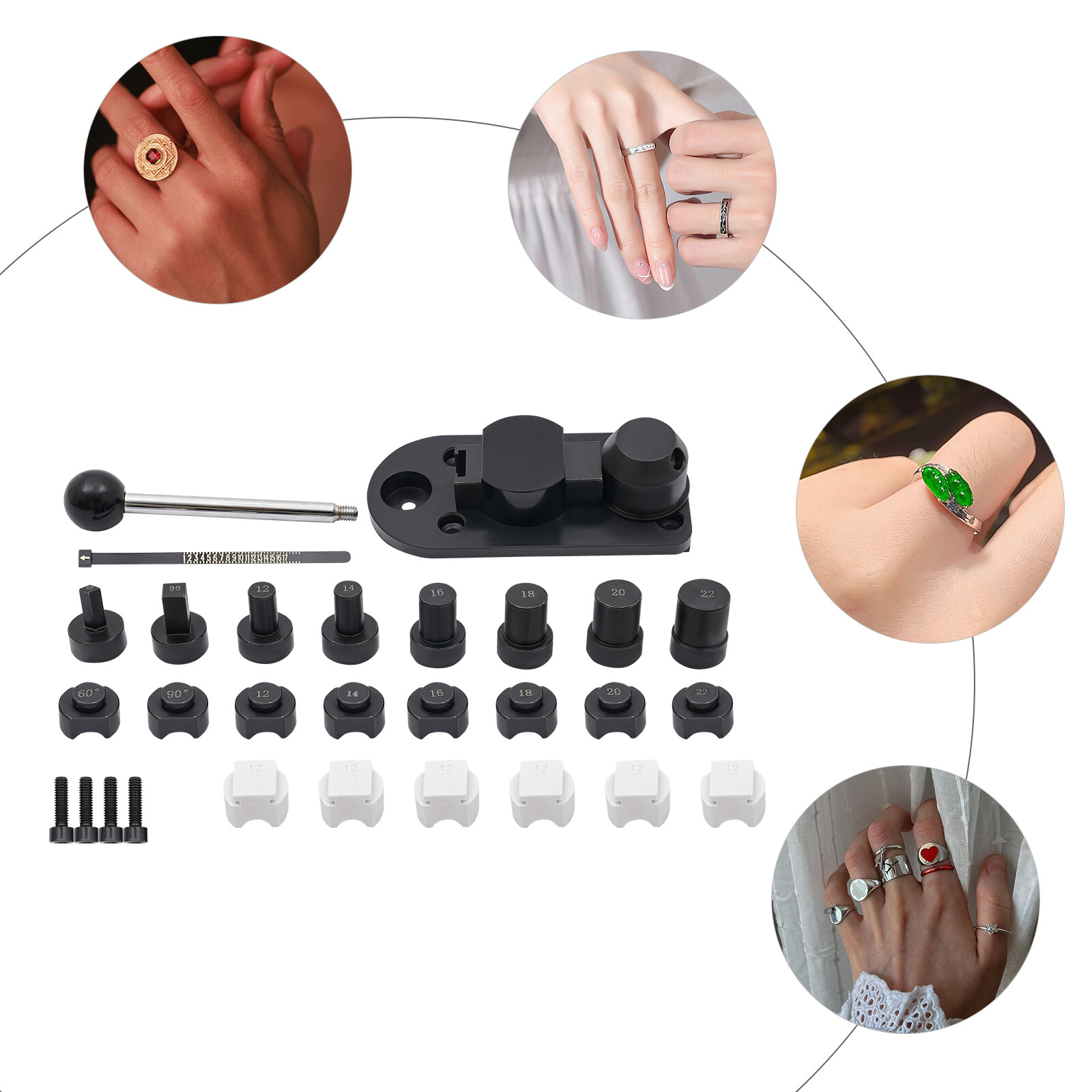 Manual Ring Bender Jewelry Making Tool With Dies 12–22mm Black