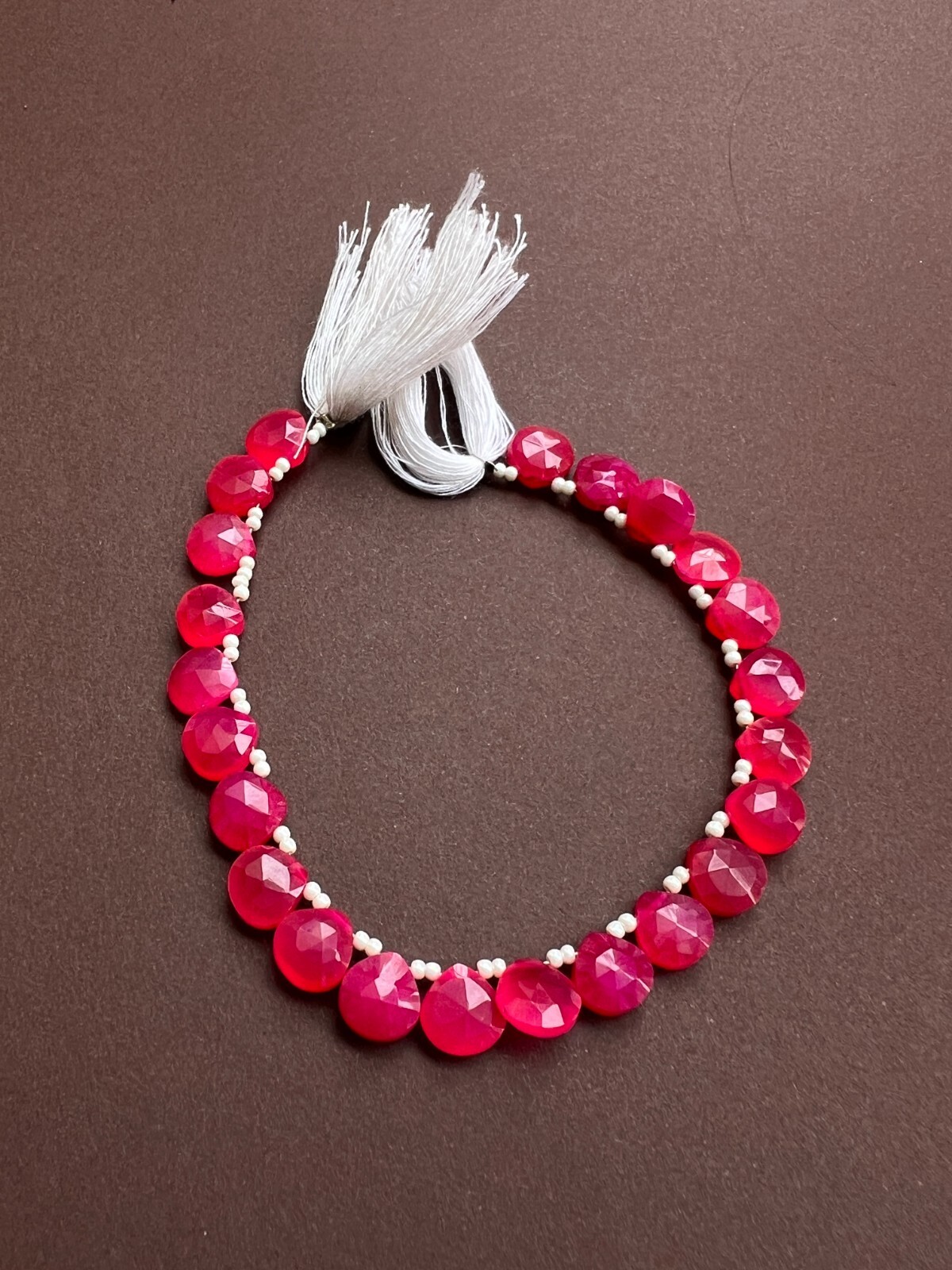 Hot Pink Chalcedony Faceted Pear Briolette Beads 1Strand 8-9mm Teardrop Gemstone