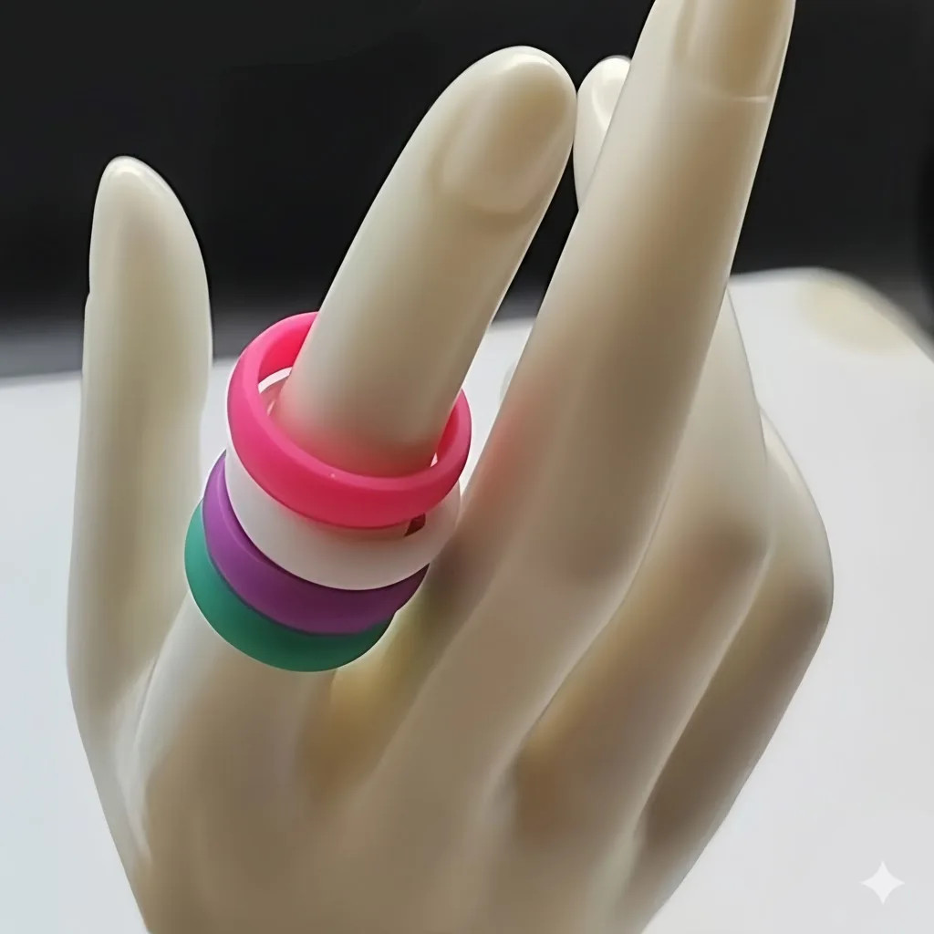 10 Pack Colorful Silicone Rings Women 5.5mm Wide Rubber Wedding Bands Sports