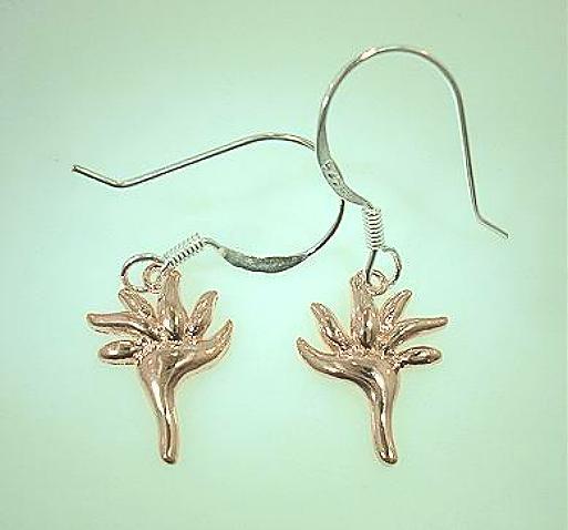 11mm Rose Gold Plated 925 STER Silver Hawaiian Bird of Paradise Hook Earrings
