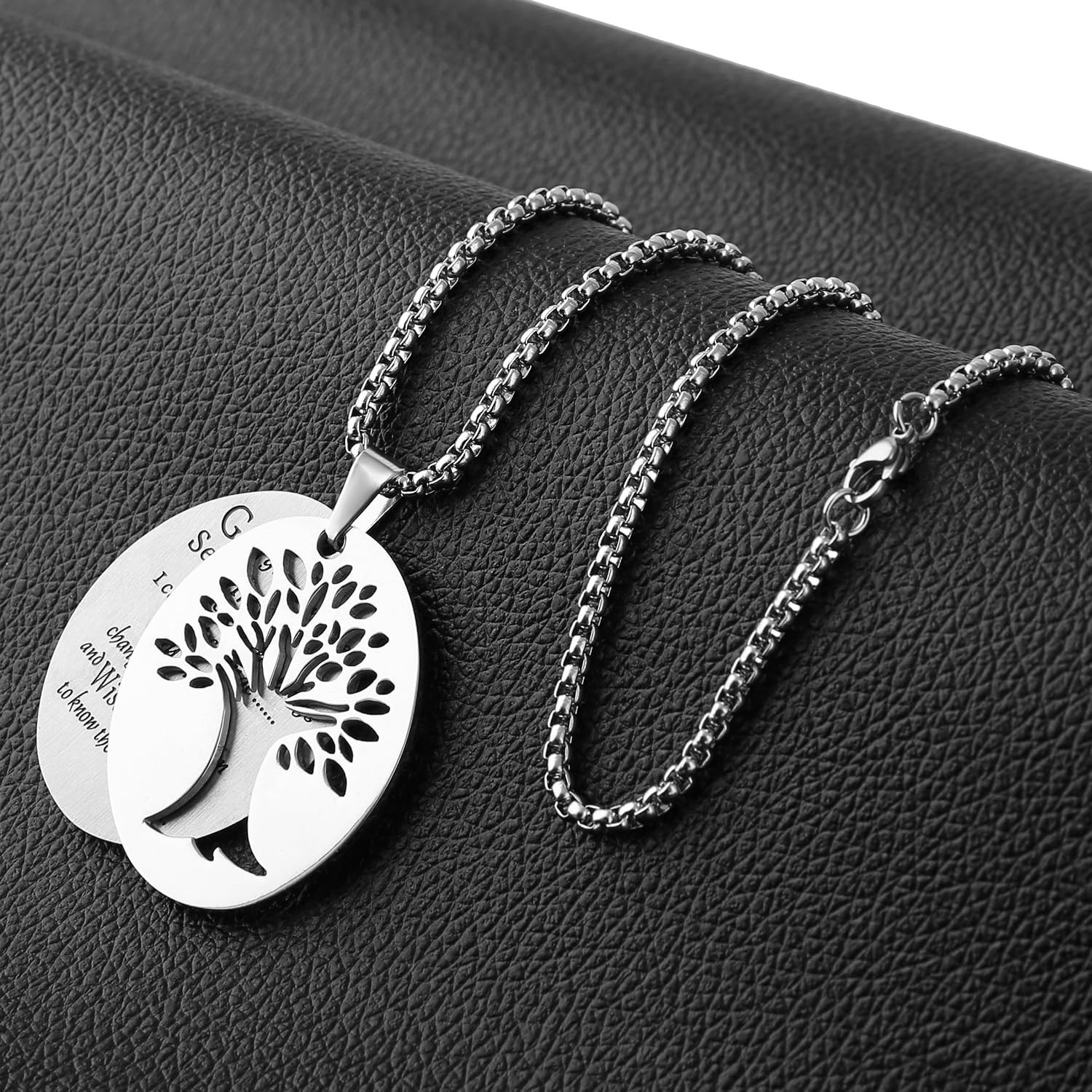 Elevate Your Spirit: Serenity Prayer Stainless Steel Necklace with Tree of Life