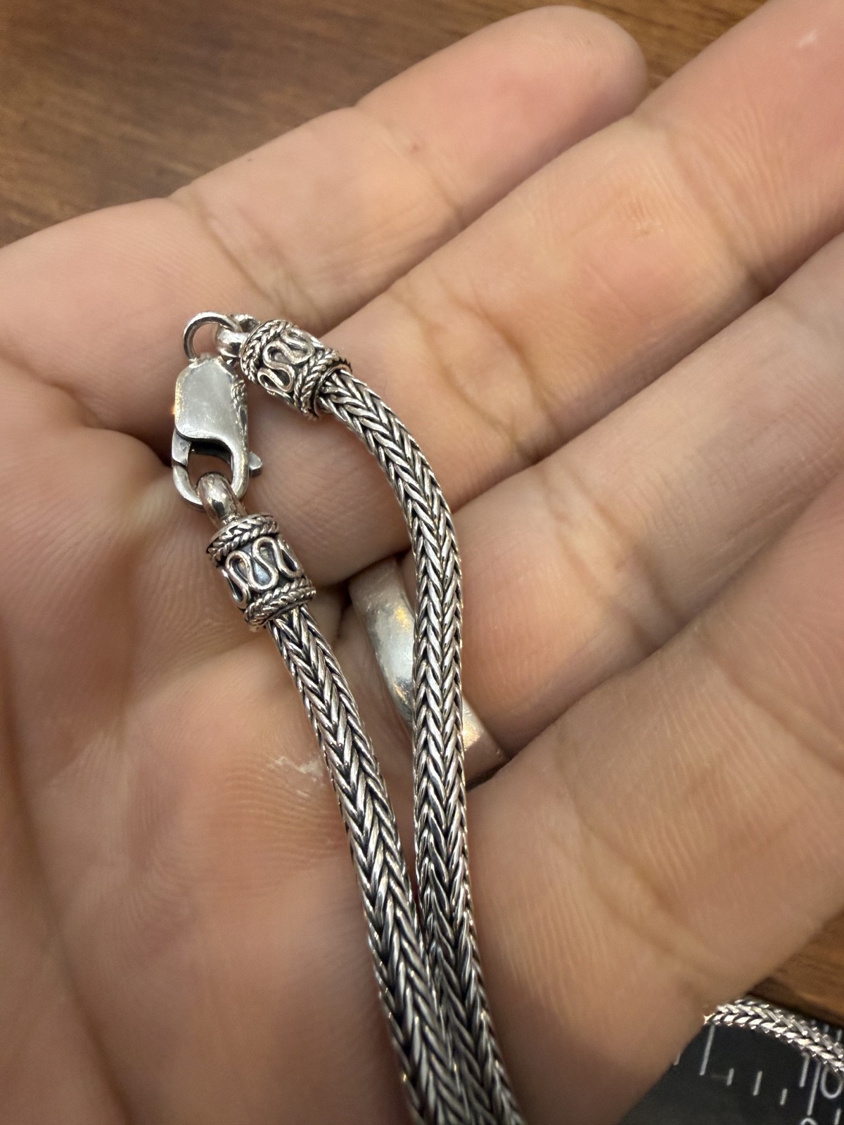 Sterling Silver 925 Tulang Naga Weave Necklace Chain Braided Design 18″ – 22g