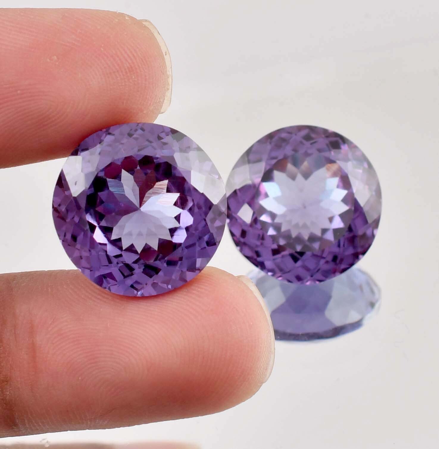 1 Pair 15 x 15 MM Flawless Natural Color Change Alexandrite Gems GIT Certified