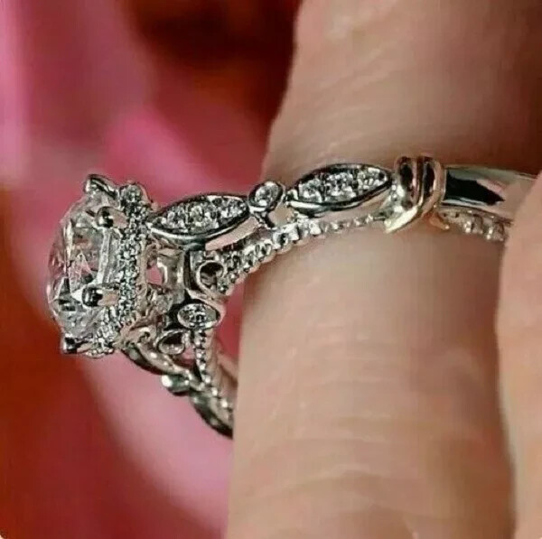 2.50Ct Lab Created Diamond Round Diamond Engagement Ring 14K White Gold Finish