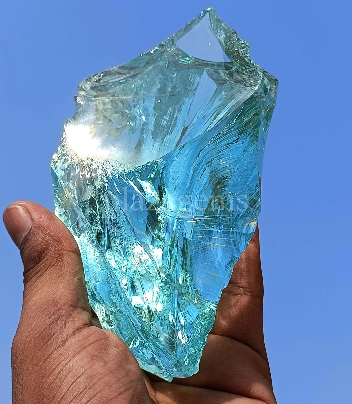 EGL 3094 Ct Natural Aquamarine Rough Transparent Uncut Gemstone 130X94 MM ” 5OSI