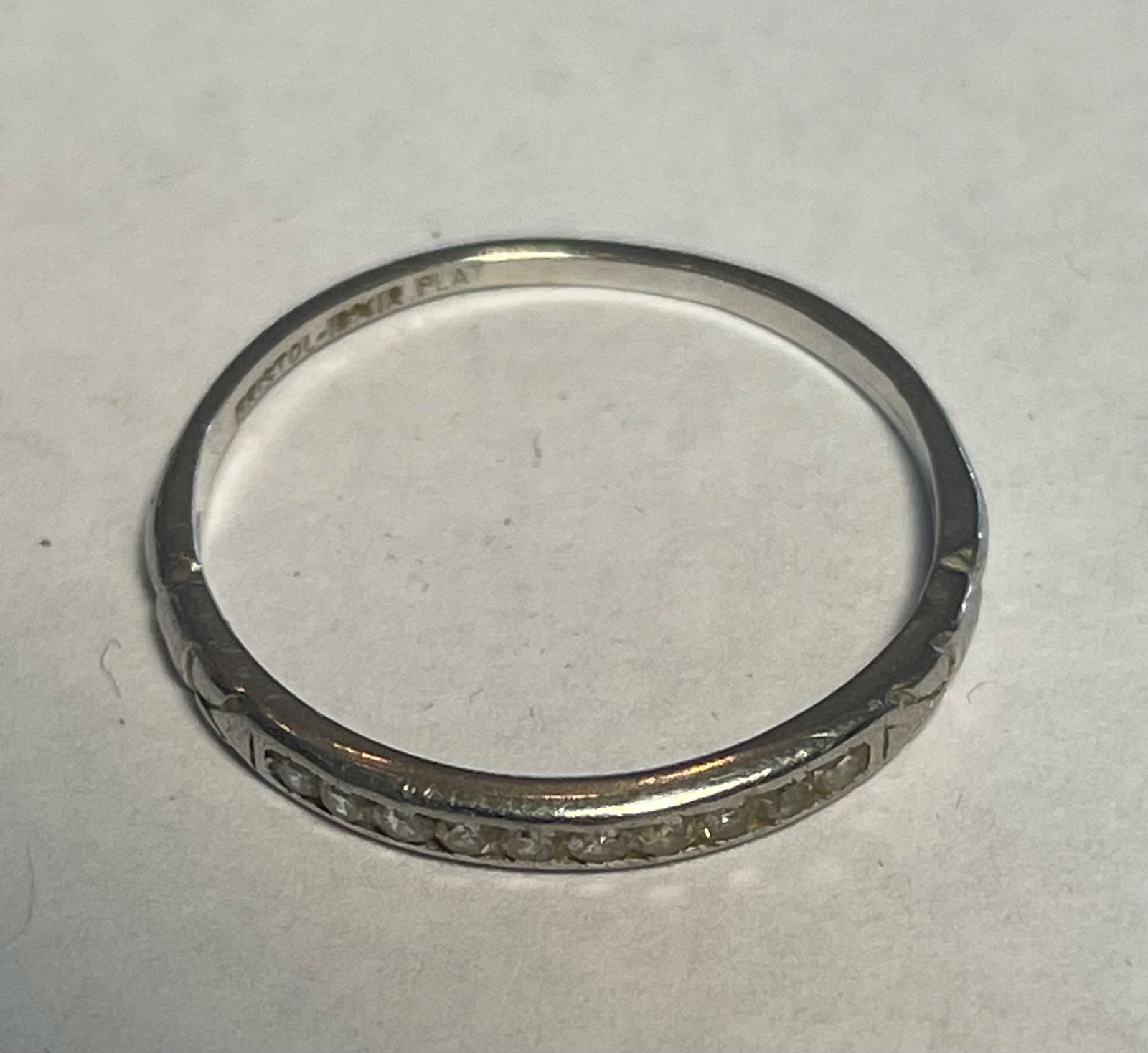 VINTAGE ART DECO BRISTOL Co PLATINUM & IRIDIUM DIAMOND WEDDING BAND 10 DIAMONDS