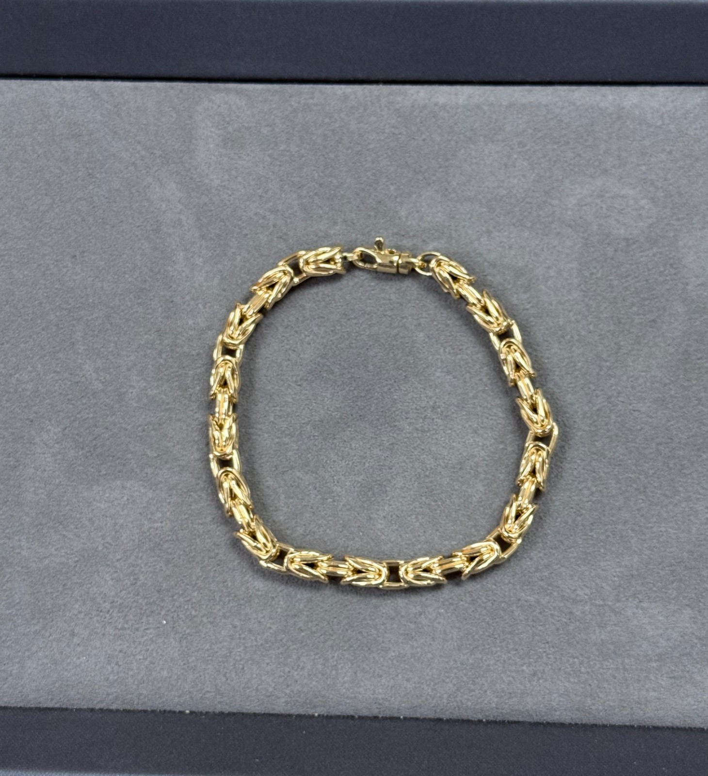Genuine 14k Polished Byzantine 5mm Link Bracelet Lobster Clasp – 7.5” Inch