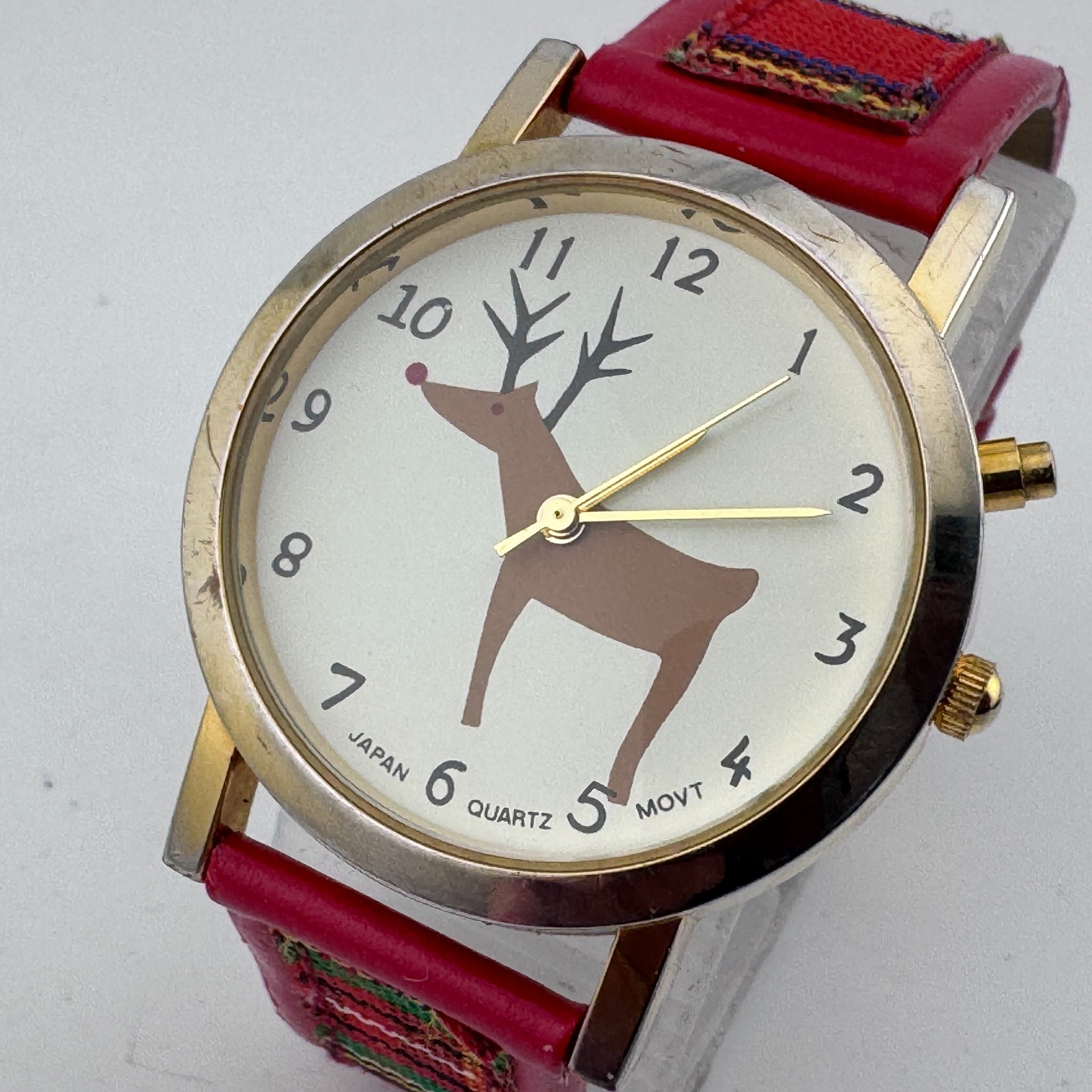 Reindeer Dial Quartz Watch Unisex Christmas Jingle Bell Musical New Battery