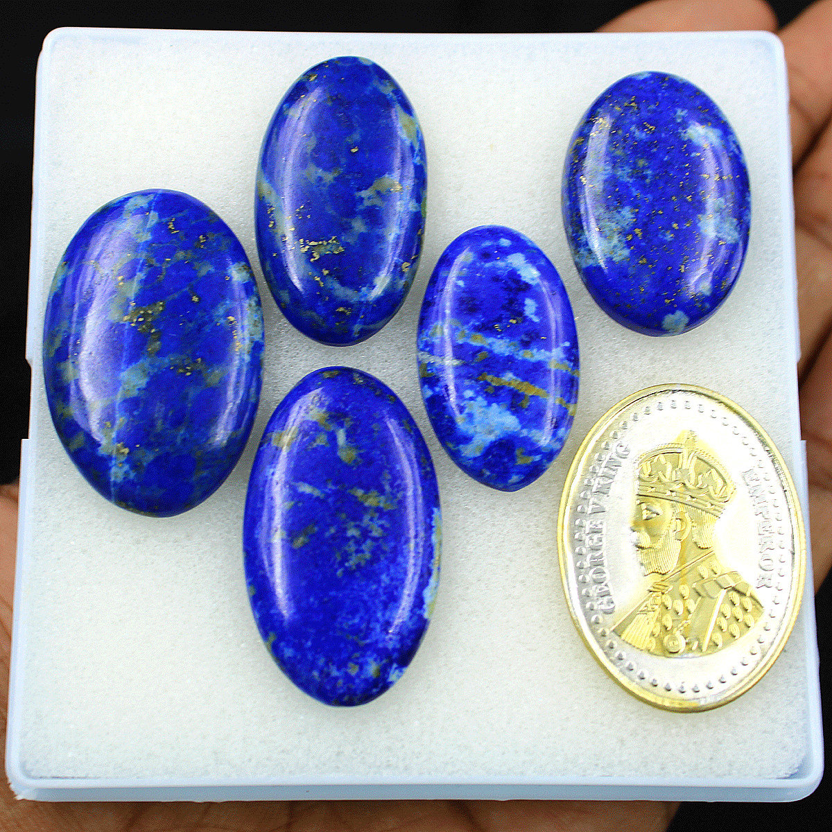 5 PC Natural Lapis Lazuli High Quality Untreated 30-37mm Oval Cabochon Gemstones