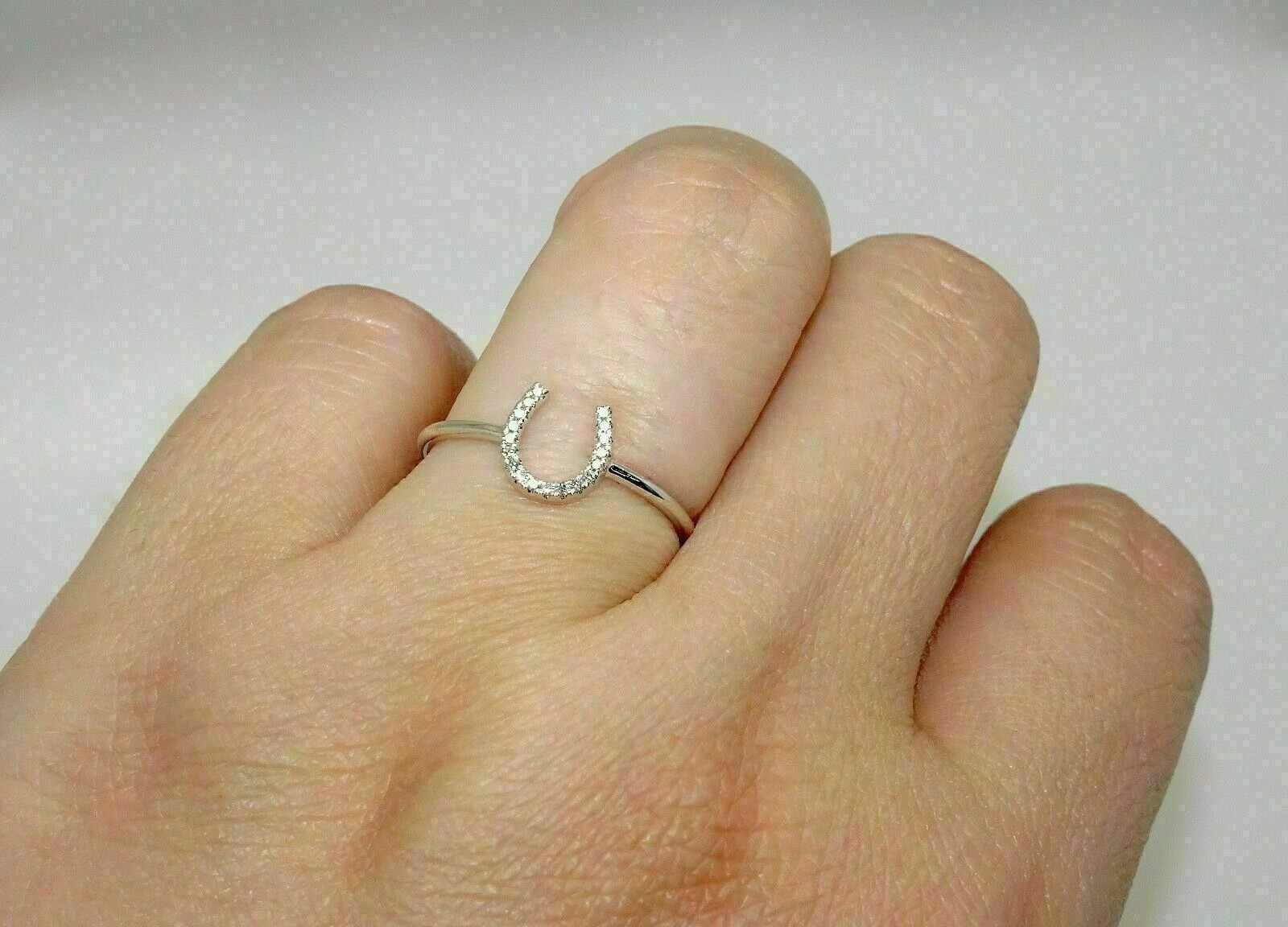 1Ct Round Lab Created Diamond Horseshoe Women’s Band Ring 14K White Gold Plated